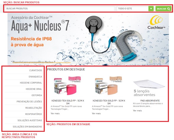 Exemplo dos menus